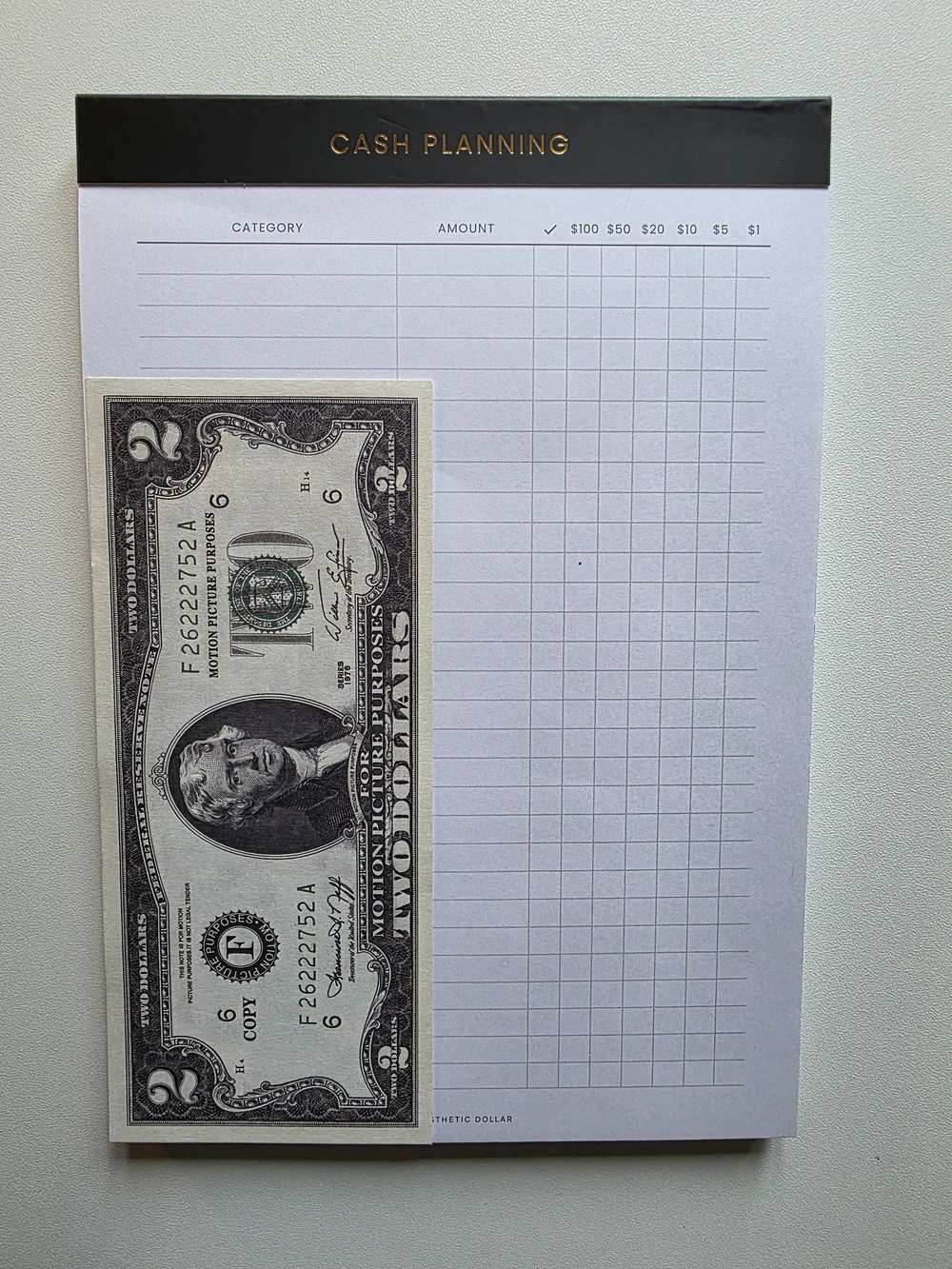 The Aesthetic Dollar  Cash Planning Notepad - Black & White